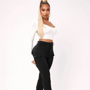 High waisted flap pocket side pants